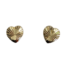 14k Gold Faceted Heart Stud Earrings