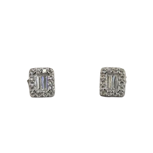 Mini Rectangle Halo Stud Earrings