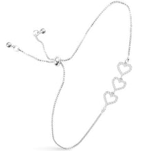 Triple Heart CZ Pull-Cord Bracelet