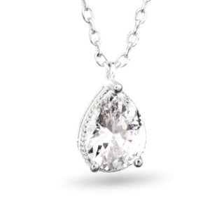 CZ Pear Shaped Solitaire Necklace