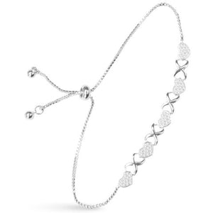 5-Pave Heart Pull-Cord Bracelet