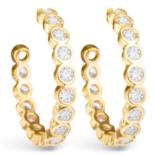 Bezel Set CZ Hoop Earrings