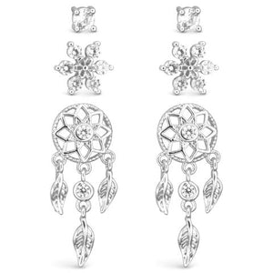 Dream Catcher & CZ Studs Earring Set