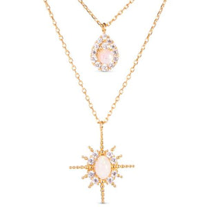 Double Necklace with Opal CZ