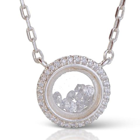 Open Ring Loose CZ Necklace