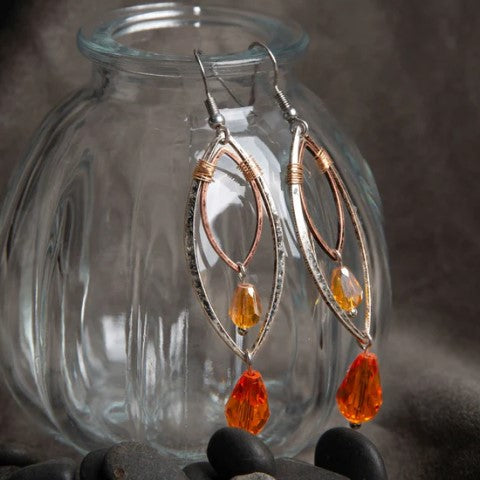 Halloween Wire Wrap Beaded Earrings