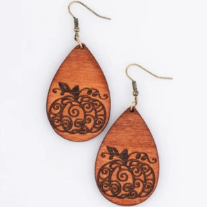 Filigree Pumpkin Teardrop Earrings