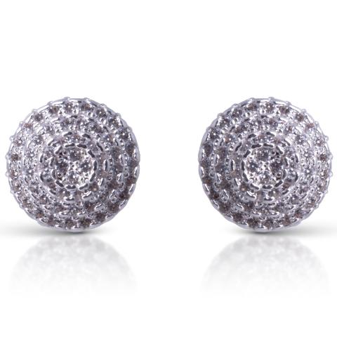 Pave CZ Circle Stud Earrings