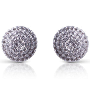 Pave CZ Circle Stud Earrings