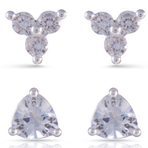 CZ Trillion Duo Stud Earrings