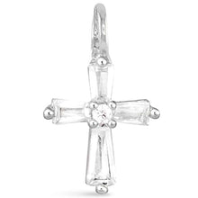 Cubic Zirconia Tapered Cross Charm