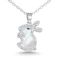 Cubic Zirconia & Mother of Pearl Bunny Necklace