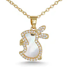 Cubic Zirconia & Mother of Pearl Bunny Necklace