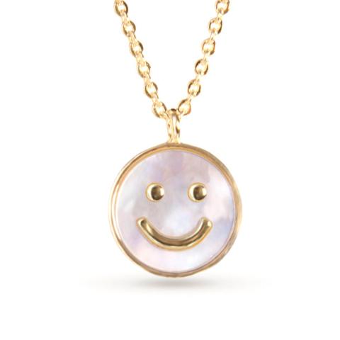 Mother of Pearl Smiley Face Necklace