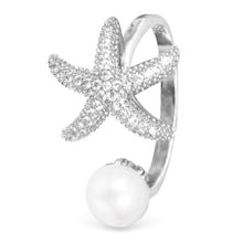 CZ Starfish Pearl Open Ring