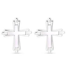 Mother of Pearl Inset Traditional Cross Earrings