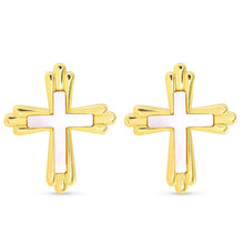 Mother of Pearl Inset Traditional Cross Earrings
