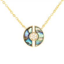 Abalone & Cubic Zirconia Blue Circle Necklace