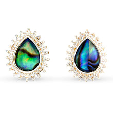 Abalone & Cubic Zirconia Pear Small Earrings