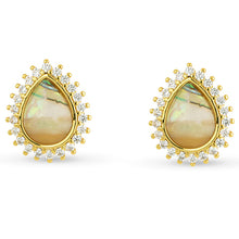 Abalone & Cubic Zirconia Pear Small Earrings
