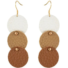 Triple Disc Leather Earrings