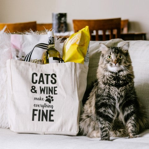 Cats & Wine Tote Bag