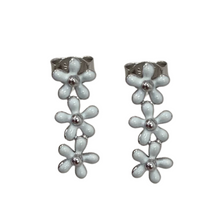 3 White Daisy Enamel Stud Earrings