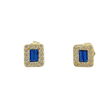 Mini Rectangle Halo Stud Earrings