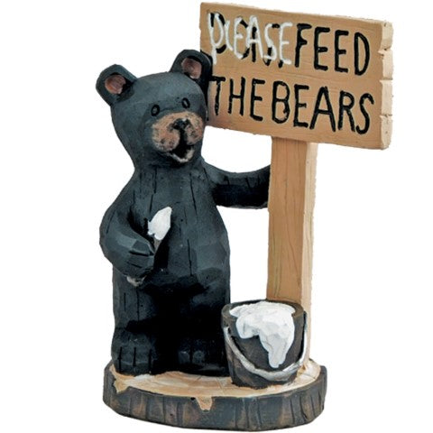 Please Feed Black Bear Figurine