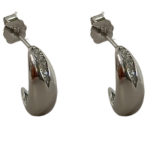 5 Cubic Zirconia Crescent Loop Earrings