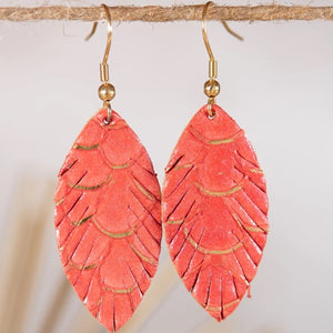 Small Leather Leaf Earrings