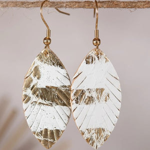 Small Leather Leaf Earrings