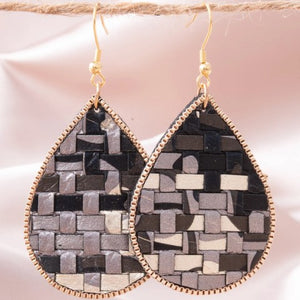 Woven Leather Teardrop Earrings