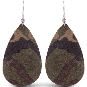 Green Camo Teardrop Earrings