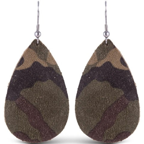 Green Camo Teardrop Earrings