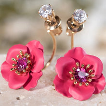 Single Drop Flower with Crystal Post Earrings