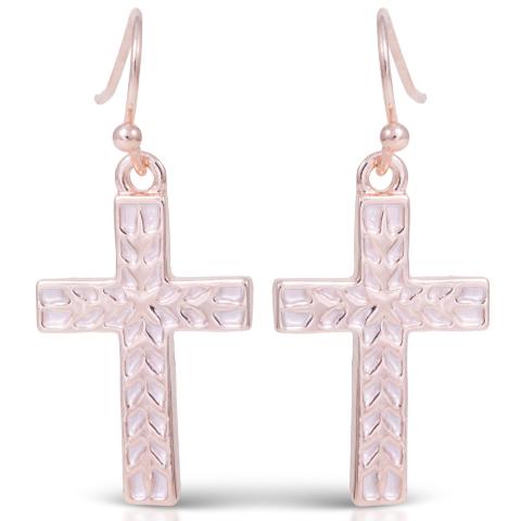 Herringbone Cross Enameled Earrings