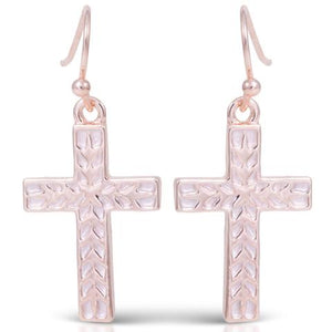 Herringbone Cross Enameled Earrings