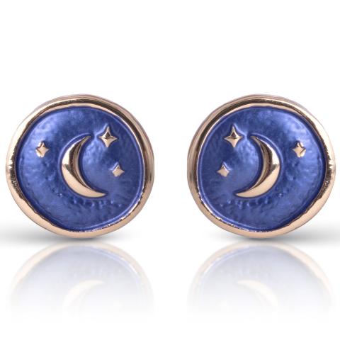 Moon Star Enameled Earrings