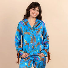 Prowling Leopard Satin Collared Lounge Top