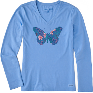 Wildflower Butterfly Long Sleeve V-Neck