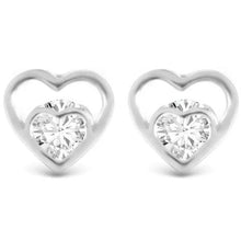 Double Heart CZ Stud Earrings