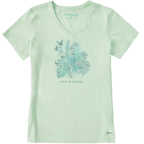 Pen & Ink Flowers V-Neck T-Shirt