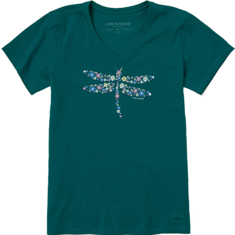 Dragonfly Flowers V-Neck T-Shirt