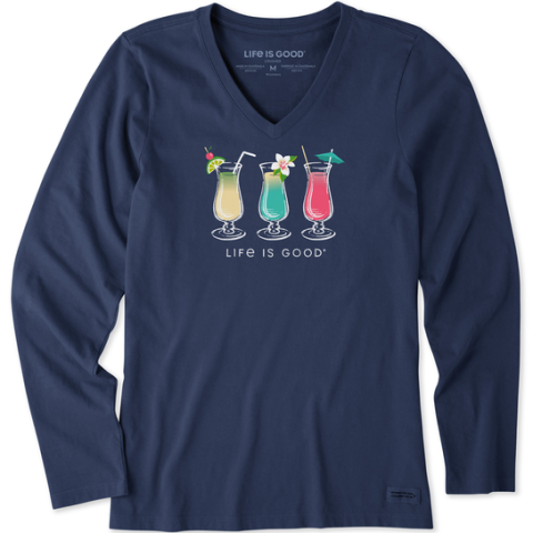 3 Cocktails Long Sleeve V-Neck T-Shirt