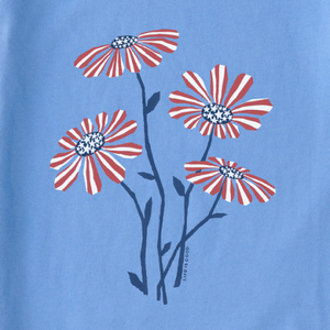 Patriotic Daisies Long Sleeve V-Neck T-Shirt