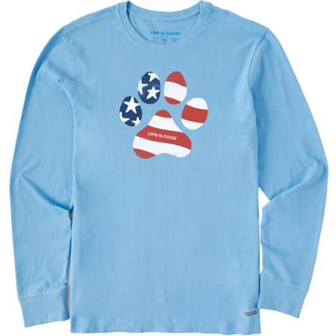 USA Flag Paw Print Long Sleeve T-Shirt