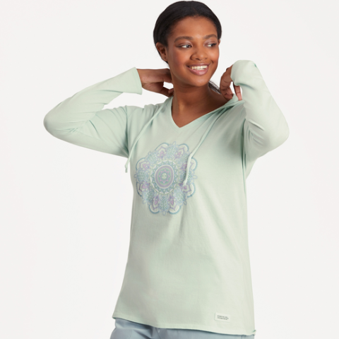 Turtle Mandala Long Sleeve Hooded T-Shirt
