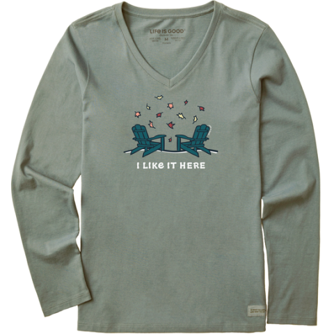 I Like It Here Fall Long Sleeve V-Neck T-Shirt