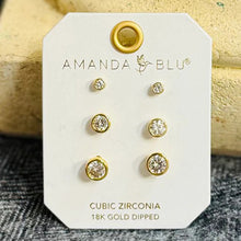 Cubic Zirconia Stud Earring Trio Set